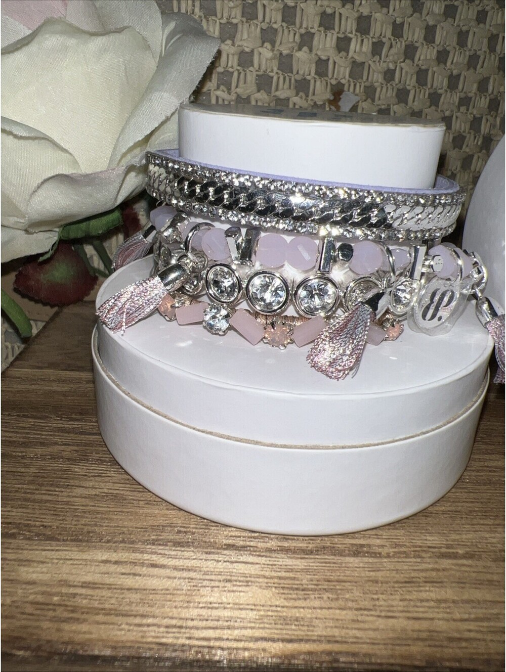 Bomb Party Stacks. Bubblegum Sparkle. 4 Bracelet Set.